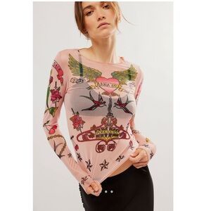 Anna Sui x Free People Tattoo Sheer Long Sleeve